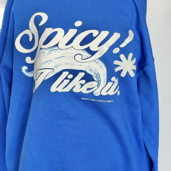 Justin Bieber Sweatshirt Sz XL Spicy X NYCBlue Crewneck Screenprinted Graphic